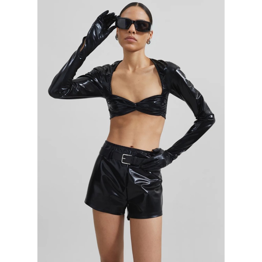 Beaufille Nikos Shorts In Black Small New Womens Vegan Faux Leather — image 8 of 8